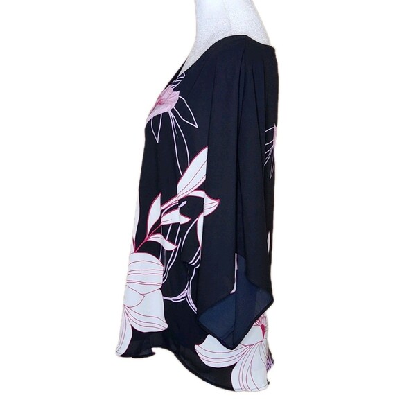 White House Black Market Magnolia Floral Kimono Sleeve V-Neck Blouse Small - Picture 4 of 11